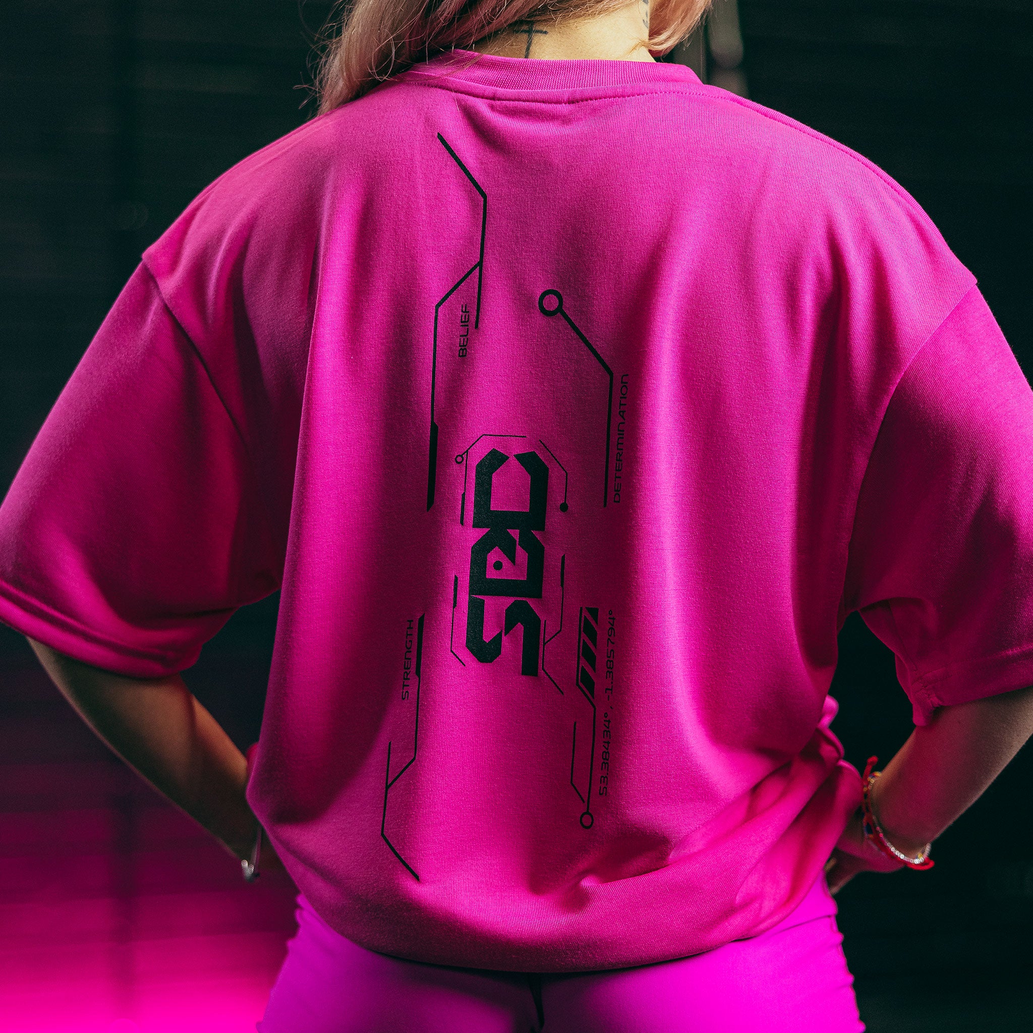 Nova Glow Pink Oversized T-Shirt - Image 3